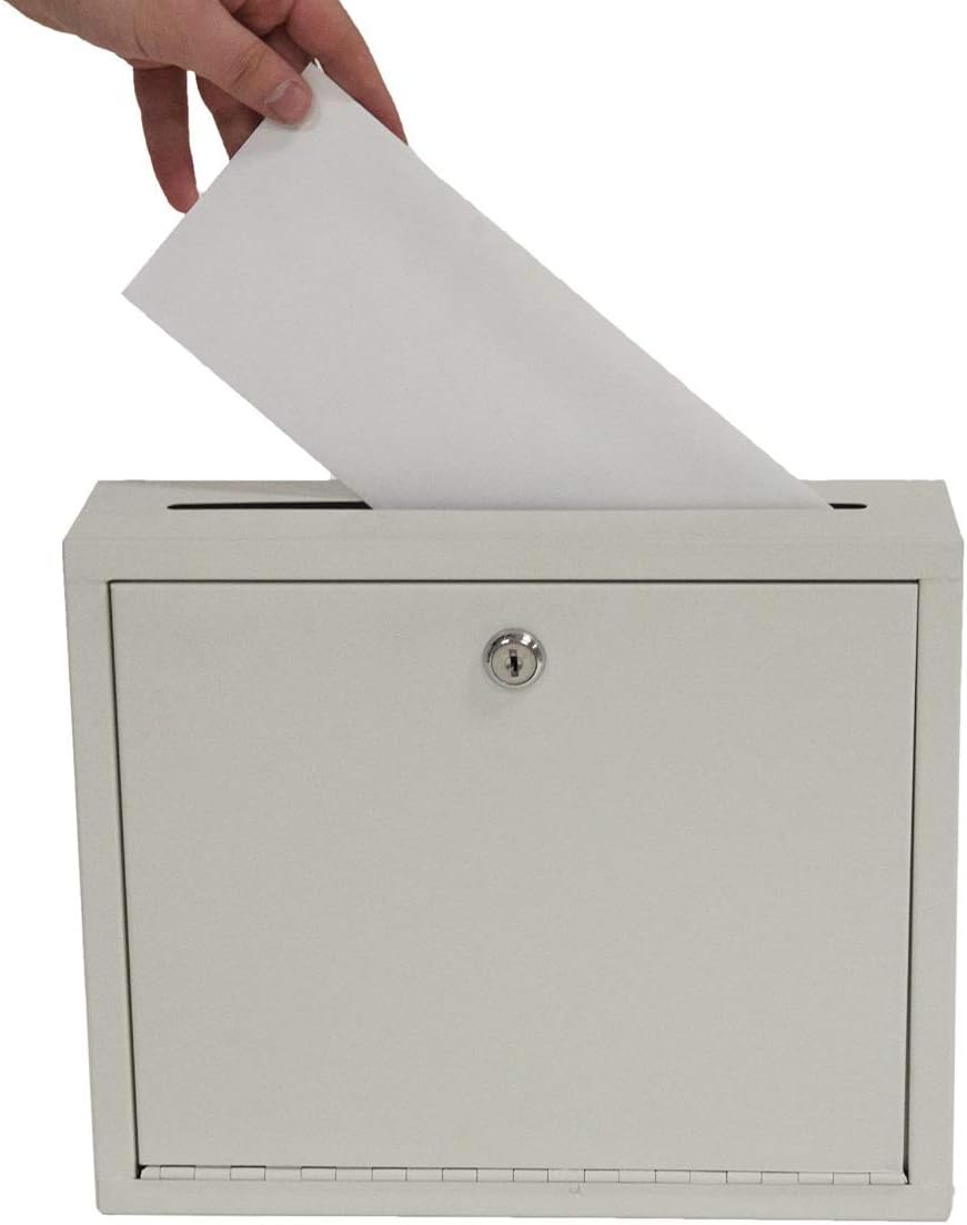 FixtureDisplays® Steel Multipurpose Wall Mountable Suggestion Donation Mail Cash Drop Box, Medium Size 15212-beige : Office Products