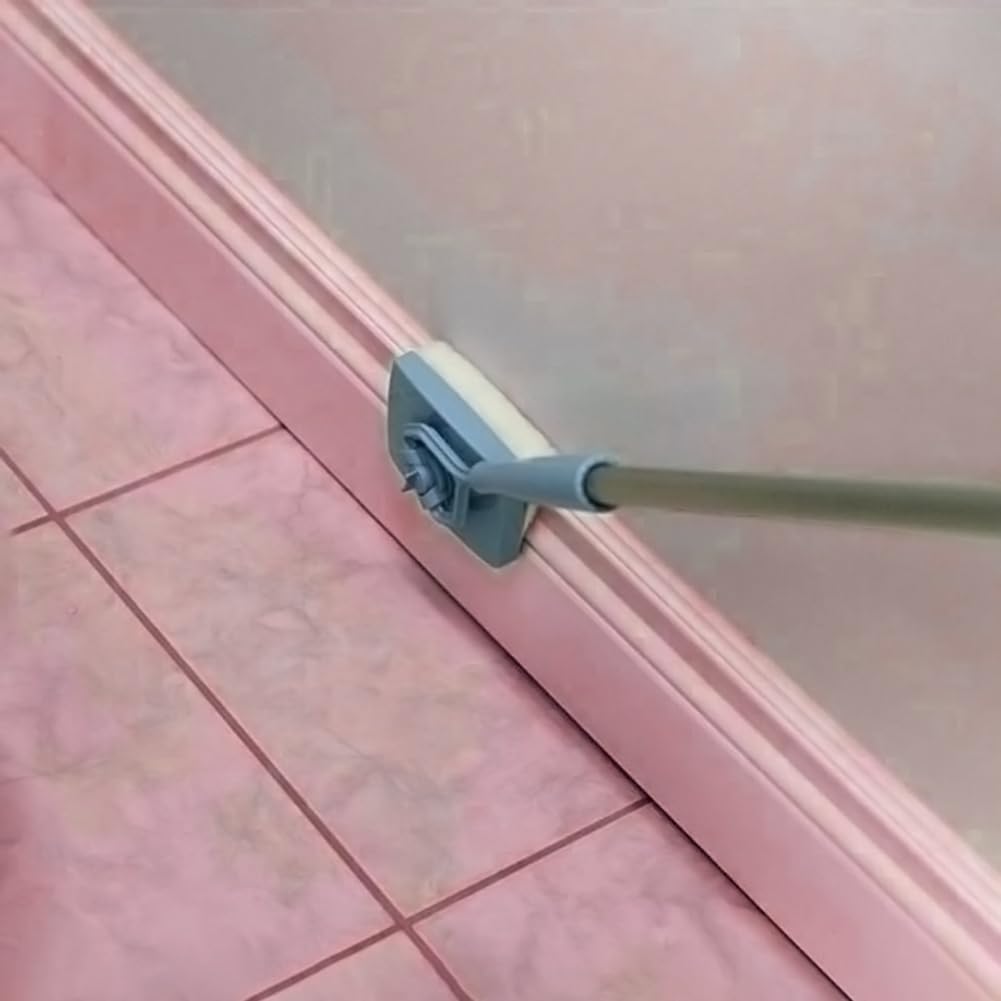 Fregona limpiadora giratoria de 360° para zócalos de pared, cepillo extensible de microfibra para polvo y herramienta de fregado, versátil solución de limpieza de suelos y ducha húmeda/seca