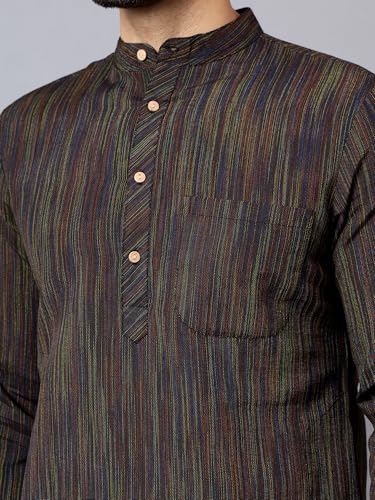 Image of LATEST CHIKAN Men's Cotton Long Kurta Full Sleeves - Casual Ethnic Wear