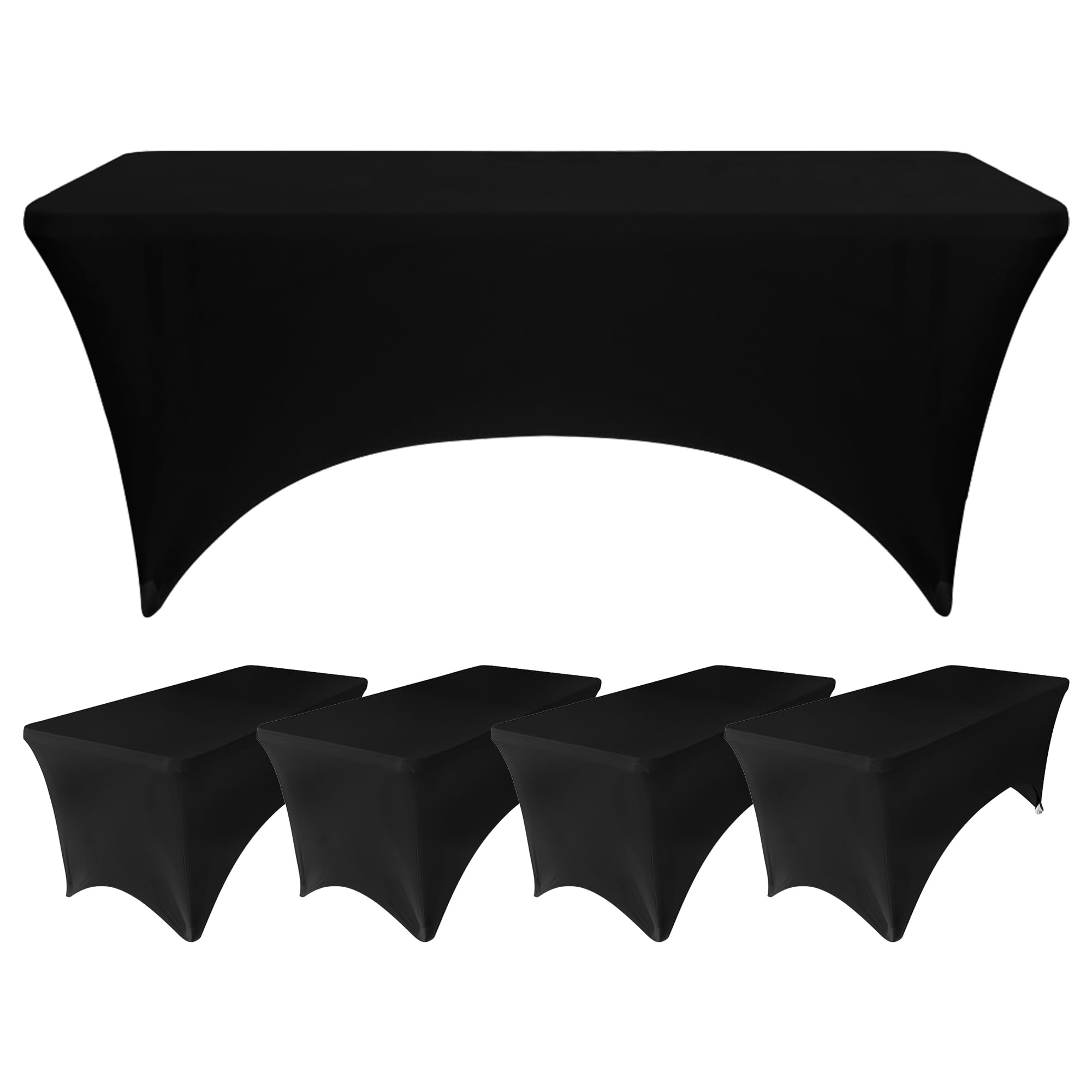 Nappe extensible rectangulaire noire 2,4m lot de 5 WedDecor en élasthanne pour table de buffet