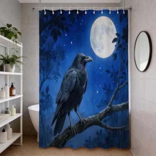 Rideau de douche corbeau 200x200 cm en tissu polyester imperméable - 4