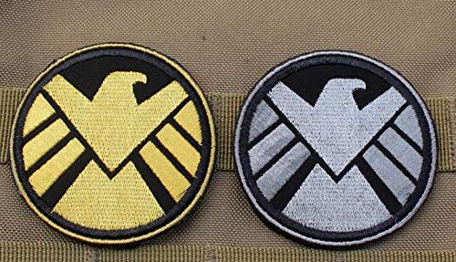 2pcs M-Arvel Comics Avengers Agents of Shield Military Patch Fabric Embroidered Badges Patch Tactical Stickers for Clothes with Hook & Loop (2pcs)