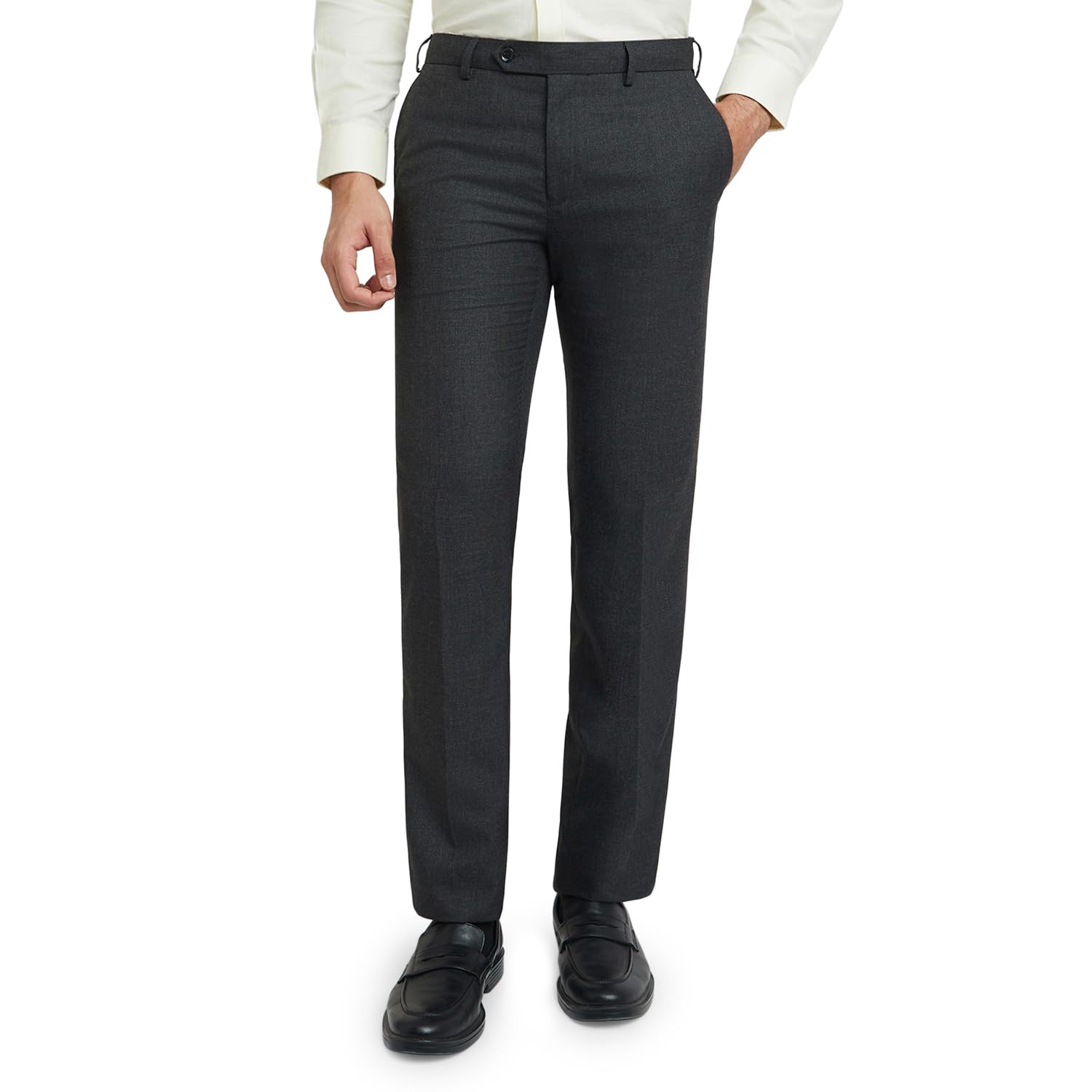 raymond Slim Fit Polyester Blend Structure Pattern Flat Front Formal Trouser-picture-37