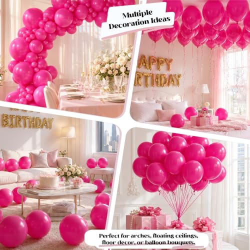 Image of Togvu Hot Pink Balloons, 50Pack 12 Inch Bright Pink Magenta Latex Party