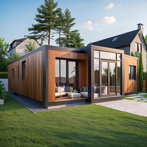 Prefab Tiny Homes for Sale–20ft Expandable Foldable Container House,Portable Modular Tiny Home with 2 Bedrooms 1 Bathroom,Loft Design,Customizable Prefabricated House for Living,Office,or Remote Areas