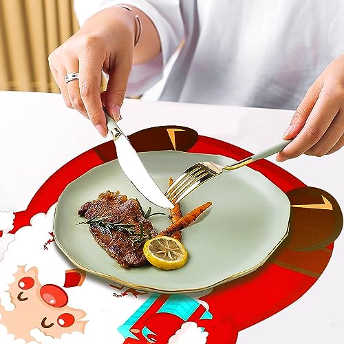 6PCS Lovely Christmas Placemats,Creative Santa Claus Xmas Place Mats,Waterproof PVC Dining Table Place Mats for Christmas Red Tablemats for Dining Room Kitchen Table Decor Xmas Parties - Image 3