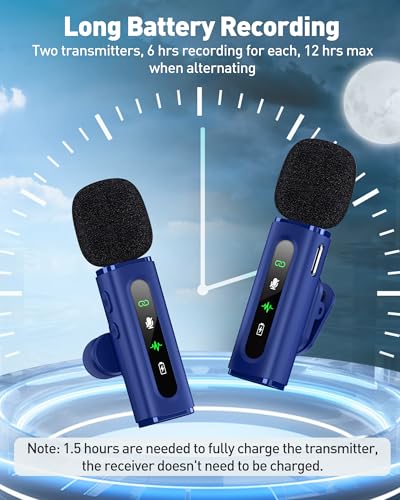 Image of USB C Lavalier Microphone Wireless Mini Mic for Type-C Android Phone /Tablet /PC Video Recording Clip-on Mics with Rotatable Clip&Denoise Recording, Ideal for Vlog Tiktok Youtube Content Creator, Blue