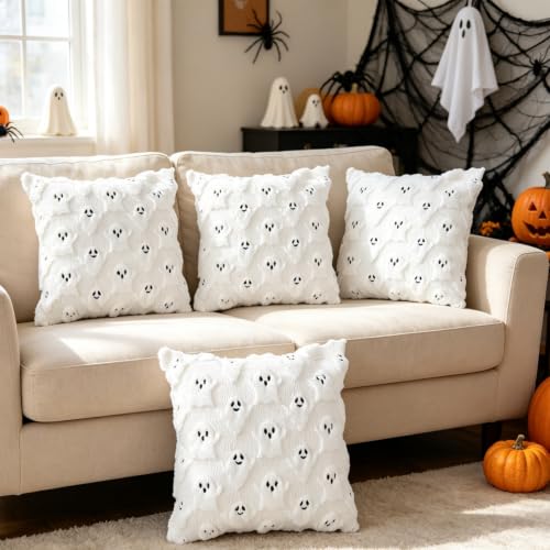 18 Inches Ghost 3D Relief Pattern Fall Pillow Covers for Halloween Decor - image 3