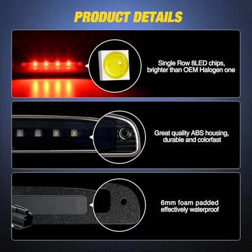 Image of Nilight Third Brake Light for Dodge Dakota 1997-2010, Smoked Lens