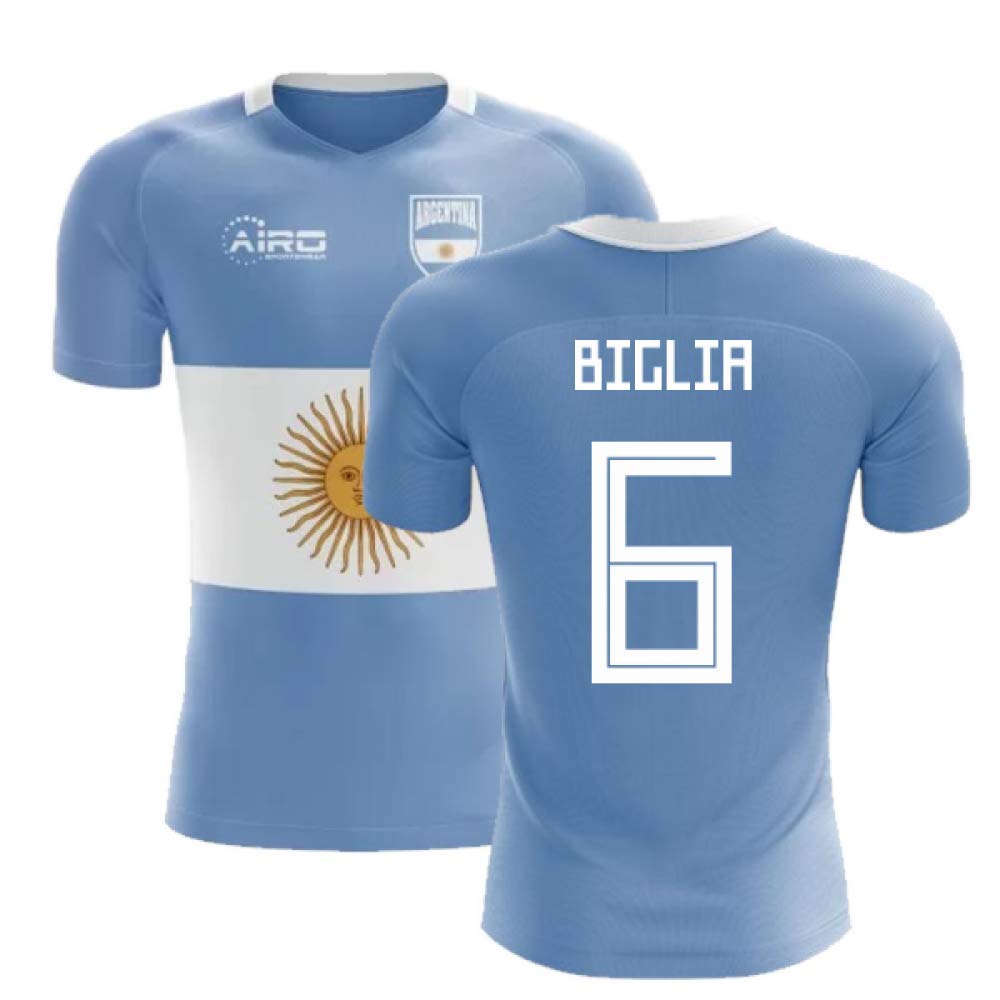 Airosportswear 2022-2023 Argentina Flag Concept Football Soccer T-Shirt Jersey (Lucas Biglia 6)