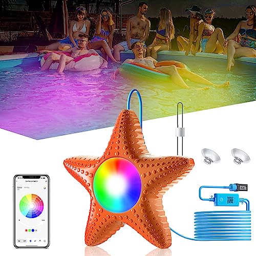 MXELRZE LED Pool Lights,20W Smart Color Changing with APP Control,IP68 Waterproof Underwater Pool Lights,Dimmable Underwater Submersible Lights,Inground Aboveground Pools Lights,26ft Cord,12V