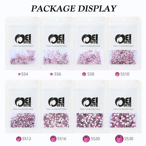 Image of Fuchsia Flatback Rhinestones, Glass Rhinestones for Nail Art and Craft, Glue Fix, Loose Crystal Gemstones(Fuchsia, SS8, 1440pcs, 2.3-2.5mm)