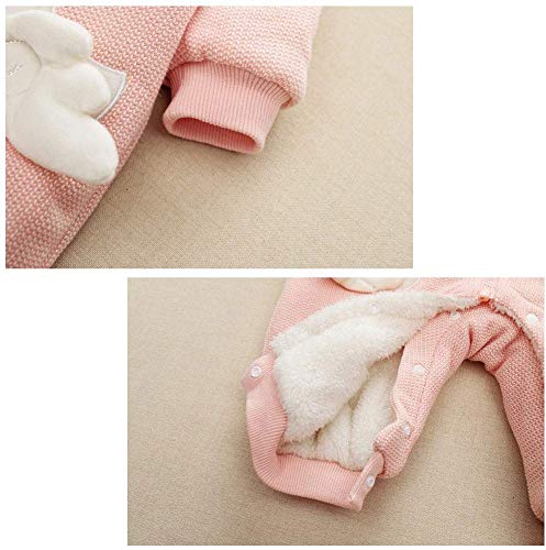 Barboteuse bébé d'hiver en coton et cachemire rose chaud 66cm - 6