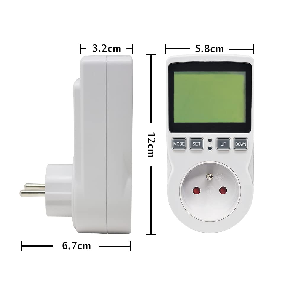 KETOTEK Miernik mocy z miernikiem mocy, licznik zużycia energii z wyświetlaczem LCD, gniazdko elektryczne ochrona przed przeciążeniem 3680 W (typ E)
