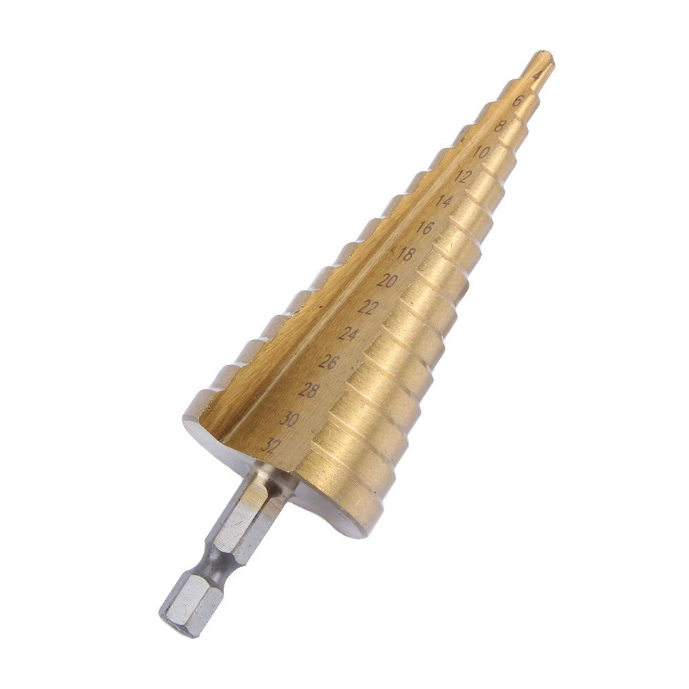 Foret Conique à Grande étape en Titane HSS de Haute qualité, Outil de Coupe de Trous de 4 à 32mm pour L'acier, Le Laiton, Le Bois et Le Plastique