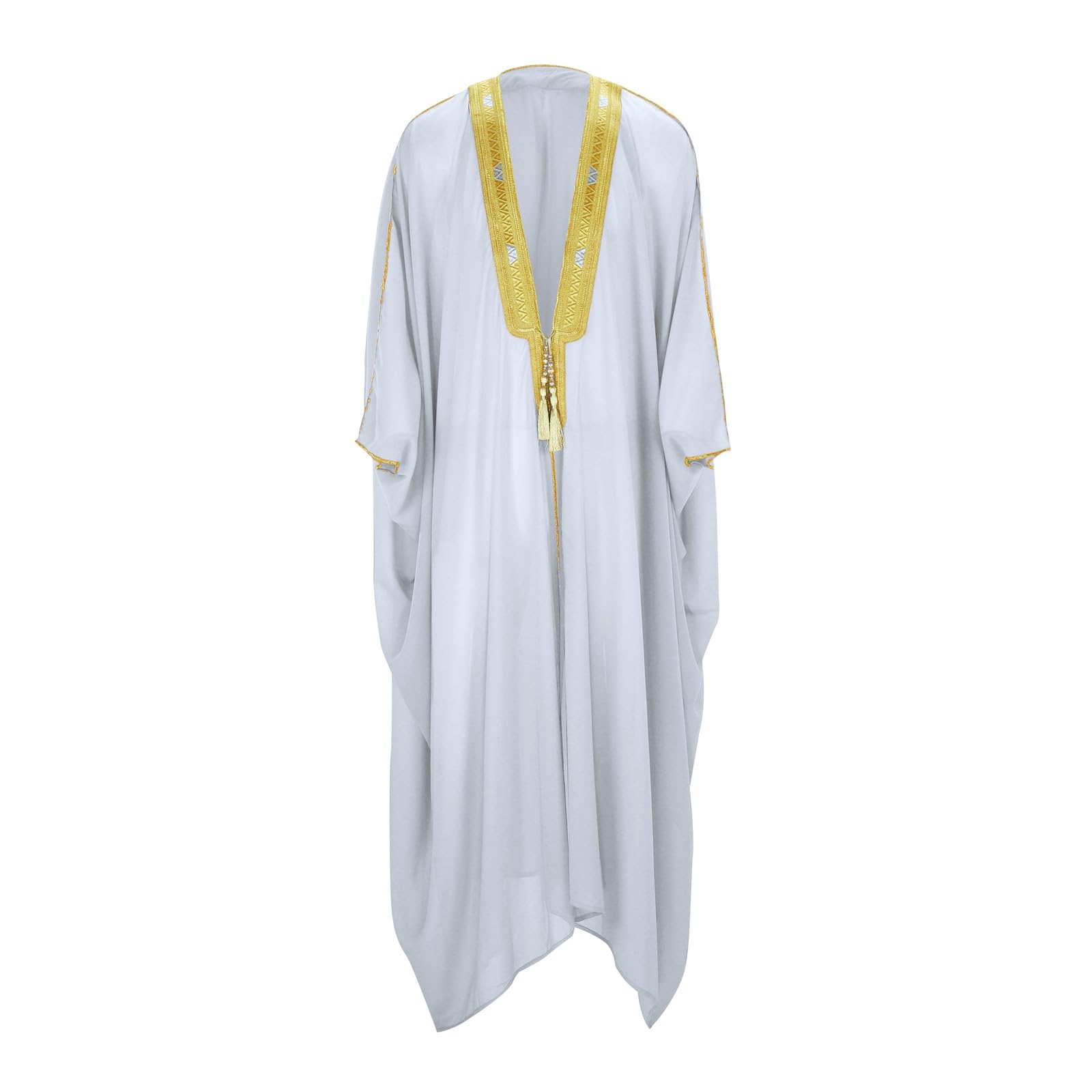 Generisch Vestaglia araba musulmana casual in raso con maniche centrali da uomo, elegante mantello casual in tessuto lucido per occasioni speciali
