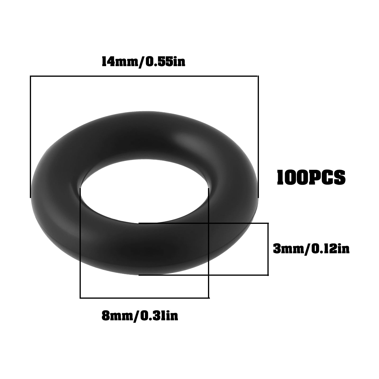 Briny River 100Pcs EPDM O-Rings Rubber Gasket Metric Sealing Washers for Filter Nozzle Pipe Connection 14x8x3mm Black - Image 4