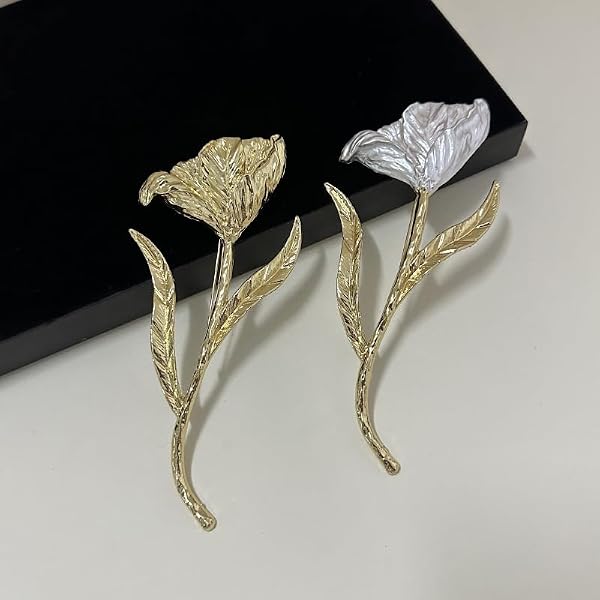 Large Big Flower Metal Brooch for Women Men Exaggerated Over Size Metal Floral Leaf Brooches Stylish Personalized Clothing Accessories Boutonniere Pins Accessories Fashion Jewelry14.5*7cm (Gold-Tone) by OIDIMS - Used condition - Image 5
