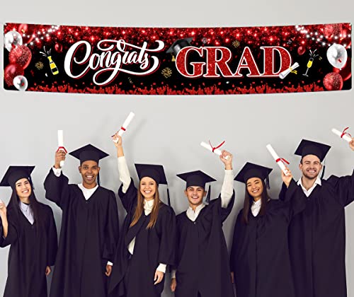 2025 Graduation Decorations-Congrats Grad Yard Sign Banner Decoration for Class of 2025 Graduation Party Supplies(RED)