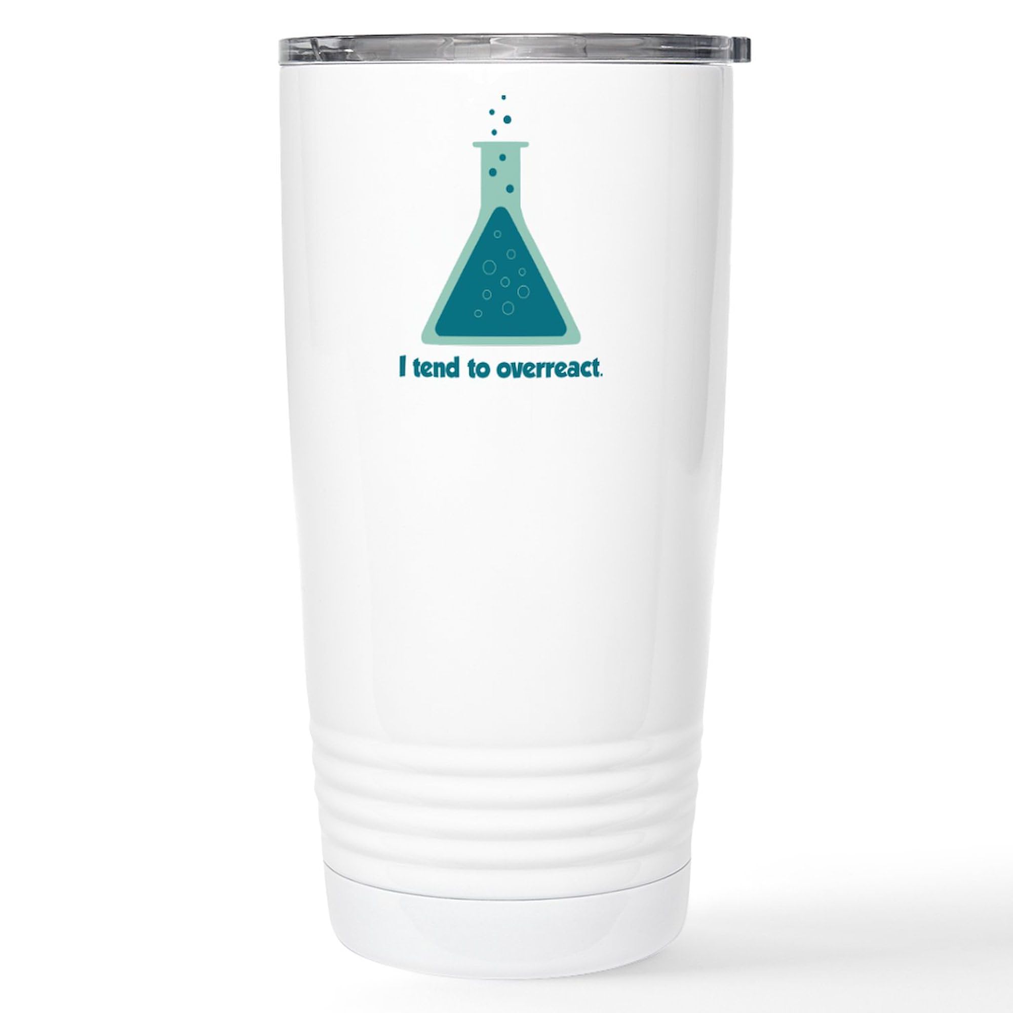 CafePress I Tend To Overreact Chemistry Science Beaker Trave 20 oz. Insulated Stainless Steel Coffee Tumbler