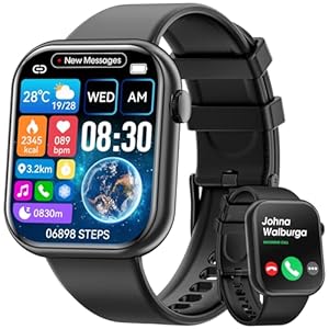 Hwagol Smart Watch (Answer/Make Call) 1.85inch Fitness Tracker, DIY Dials/Pedometer/Calories/Multiple Sport Modes/Voice Assistant, Smart Watches for Men Women Android iOS Phones