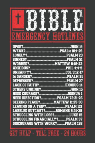 bible emergency numbers: Bible Emergency Hotline Numbers Cool Christian Notebook/ Journal Book to Write in, Lovely Lined Designed Interior (6” x 9”), 120 Pages
