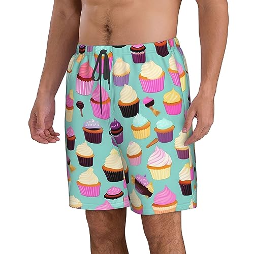 Cupcake Pattern Print Mens Swim Trunks Quick Dry Swim Shorts Swimsuits with Pockets Beach Shorts for Men2