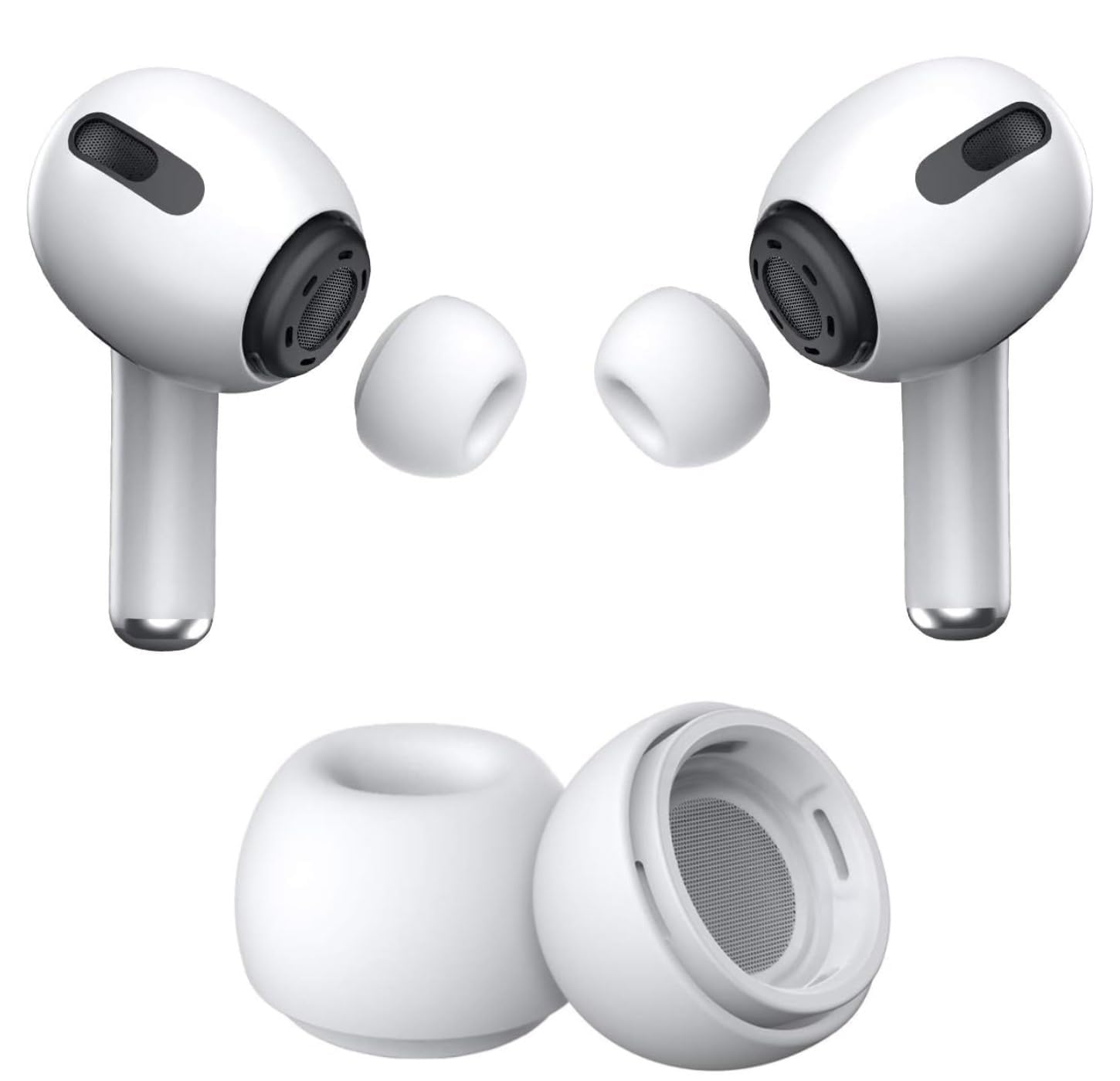 Sounce Silicone Replacement Ear Tips Compatible with Apple AirPods Pro 2 & Airpods Pro, Anti-Slip Eartips, Tighter Seal, Fits in The Charging Case, (Small Size) (1 Sets, 2Pc) - White