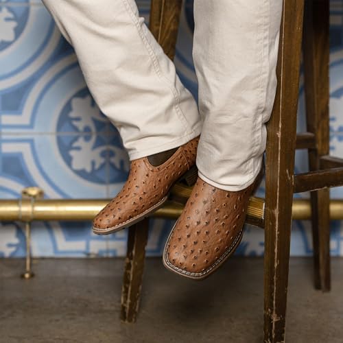 Image of Lumeheel Cowboy Boots for Men - Western Men's Boots with Classic Embroidered, Slip on Square Toe Boots, Slip Resistant Country Boots Chunky Heel Ankle, Durable Short Boots for Spring Fall