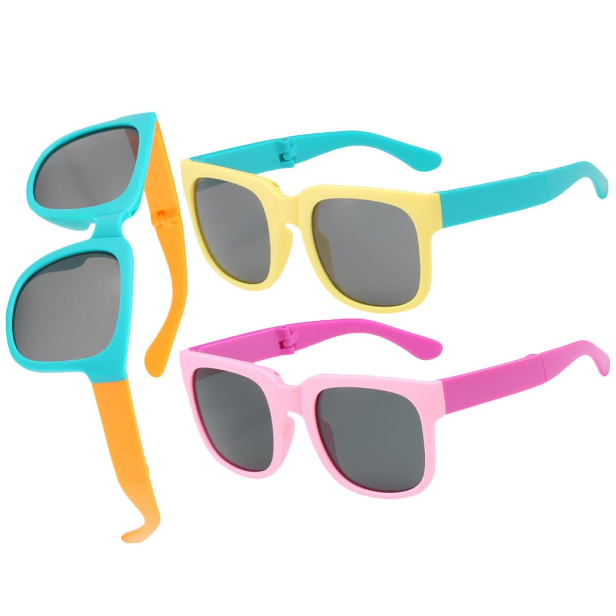 LIFKOME Boys and Girls Sunglasses 3 Pairs Folding Sunglasses for Boys Girls Decorative Design