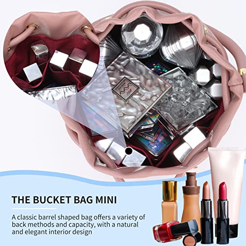 Image of JQAliMOVV Mini Leather Bucket Bags for Women Drawstring Bucket Purse Crossbody Handbags Hobo Bag
