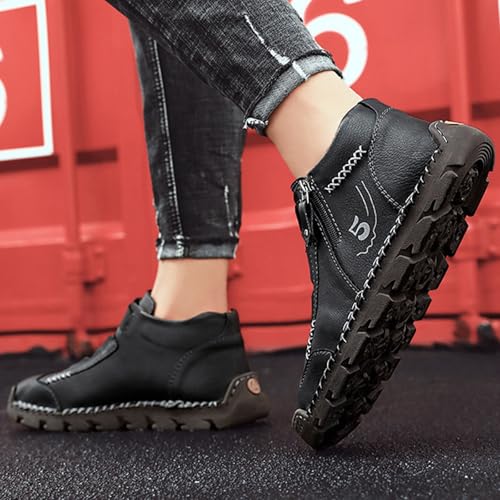 Matufit Shoes for Men, Matufit Orthopedic Loafers, Men's Leather Waterproof Non-Slip Fashionable Orthopedic Shoes, Side Zip Slip-On Flats Lightweight4