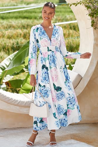 Image of Maxigerui Women's Long Sleeve Floral Maxi Dress 2026 Spring Summer Wedding Guest Dress