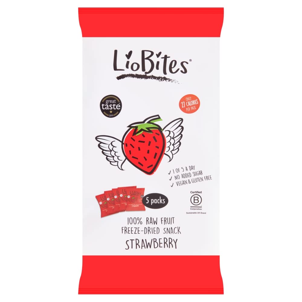 LioBites 100% Raw Freeze-Dried Strawberries 5 Packets Multipack