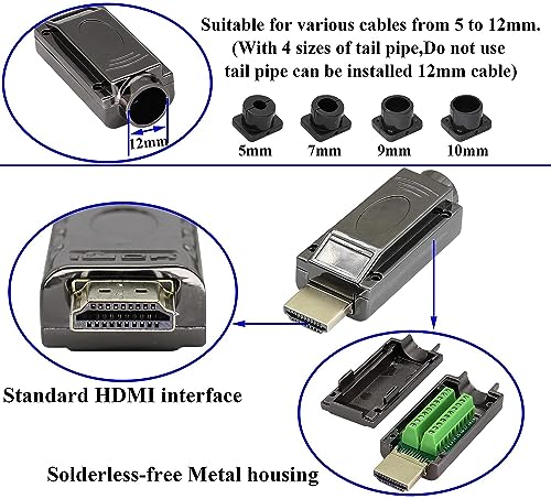 Adaptador HDMI macho con terminal de tornillo y carcasa metálica, pack 2 miniatura 6