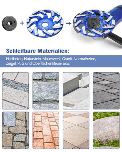 Lytool Diamant Schleiftopf 125mm×22.23mm, Topfschleifer Beton Schleifscheibe für Beton, Stein, Naturstein, Fliesenkleber, Mauerwerk Granit, Betonschleifer Twin Speed Extreme Topfscheibe