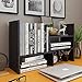 Desktop Bookshelf Desk Storage Organizer Adjustable Wood Desktop Display Shelf Rack Counter Office Storage Rack Top Bookcase - Free Style Display Natural Stand Office Supplies Desk Organizer, Black