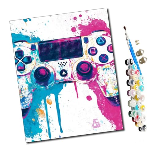 WMZPOY Paint by Numbers Adults Mando de PS4 con acuarela DIY Paint by Numbers Paints for Paint by Numbers Canvas Painting Pictures Decoration(16" x 20") frameless