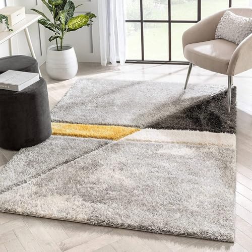 Image of SAGON Anti-Skid Shaggy Carpet Rug for Home | Ultra-Soft Plush Floor Mat for Living Room & Bedroom | Non-Slip, High-Density, Cozy Luxury Decor| 5 x 7 Feet Black Half