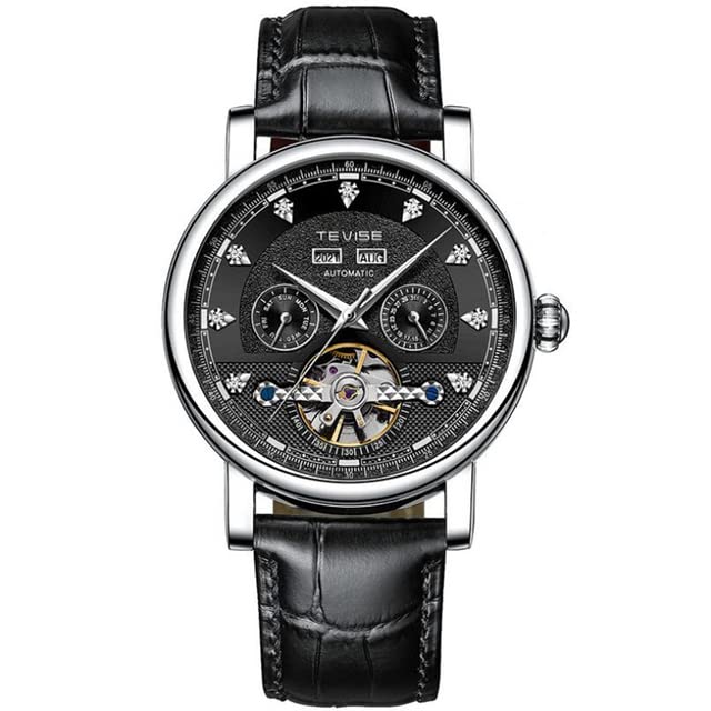 Men's Watches - Perpetual Calendar Men Watch Luxury Top Brand Automatic Watches Men Tourbillon Mechanical Watch Relojs Silver black