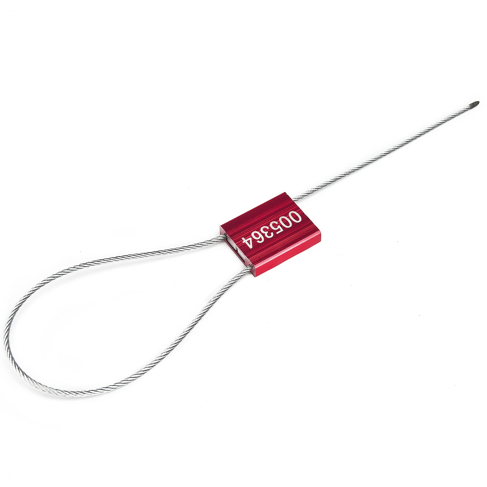100 sellos de cable de metal numerados de alambre de acero a prueba de manipulaciones, sellos de remolque desechables, candado de autobloqueo, rojo