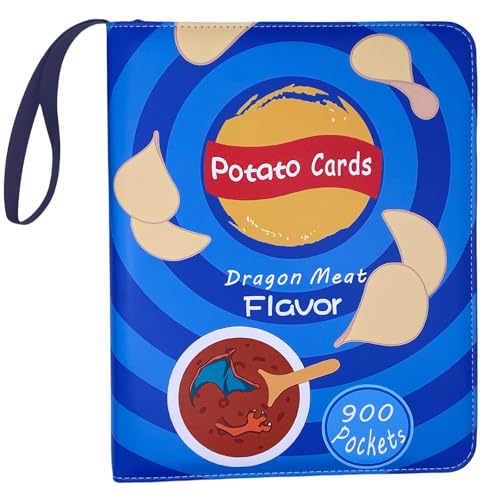 Trading Card Binder Album, 900 Pockets, 50 Removable Sleeves, 3-Ring Zipper, 9-Pocket Pages (Blue 900)