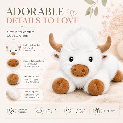 Image of JDF 5lbs Highland Cow Weighted Stuffed Animals, 22in Giant Highland Cow Gift Plush Toy, Adorable Stuffed Animal Adults & Kids Highland Cattle Plushie Pillow Decor