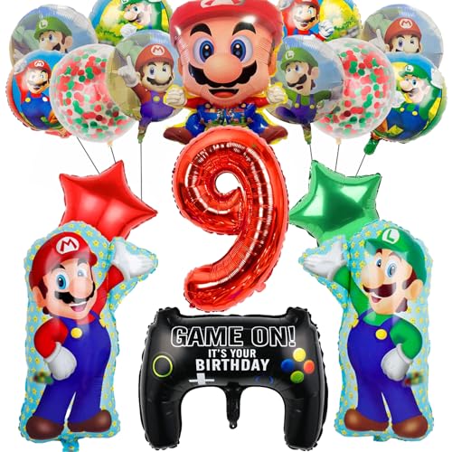 OSOFREE 13 Pièces Decoration Anniversaire Supe Mari 9 Ans Garçon, Ballons Set en Aluminium de Fête d'Anniversaire pour Enfants (9)