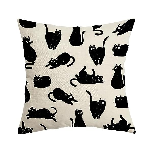 AACORS Halloween Pillow Cover 18X18 Inch Black Cats Decoration Holiday Farmhouse Pillow Case Decor for Home Sofa Couch AA198-18