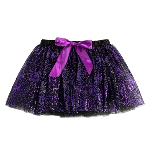 Generisch Falda de ballet para niñas y niñas, disfraz de Halloween, fiesta, baile con elegante impresión en tela de tul, Color morado oscuro., 5-8 años