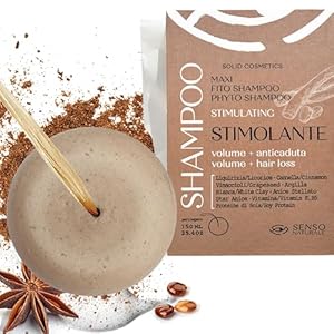 Champu Sólido Profesional Anticaída Fortalecedor Estimulante para Cabellos Débiles Estimula el Crecimiento del Cabello, 100% Ecológico, Vegano, Bio, Natural, pH 4.5-5.5