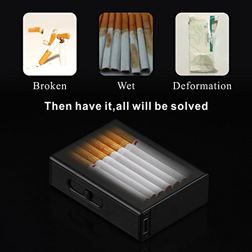 Cigarette Case With Lighters Full Pack 20Pcs Regular Cigarettes Box Rechargeable Windproof Flameless Electric Protable Lighter (Wolf) #TOP2
