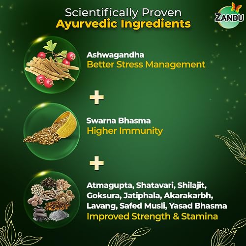 Zandu Ashwagandha Gold Plus | Made with Gold, Ashwagandha, Safed Musli, Shilajit & Other Ayurvedic Ingredients | Helps to Boost Stamina, Strengthens Immunity | 60 Caps - Image 3