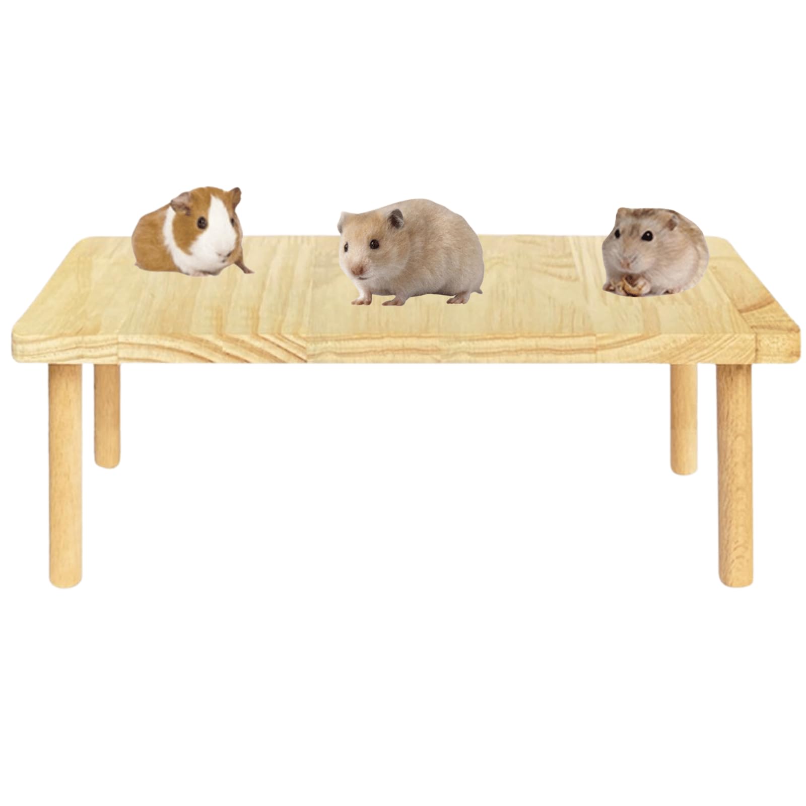 Copfeu Wooden Small Animals Stand Platform,Natural Toys Cage Accessories for Hamster Squirrel Gerbil Chinchilla Parrot and Pet Bird (19.69 * 7.87 *